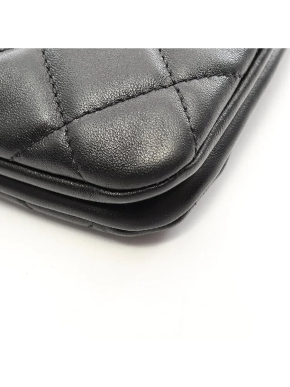 Chanel Shoulder Bag Quilted Flap Black Lambskin Chain
